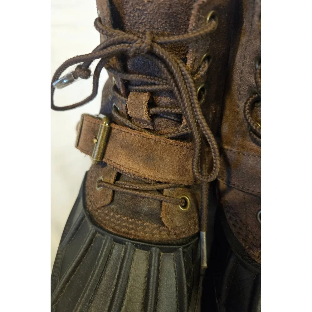 Polo Ralph Lauren Oslo High Boys Duck Boots Brown Suede Leather Size 4‎ Outdoors